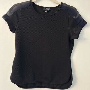The Limited Black Short Sleeve Top with Mesh Detail